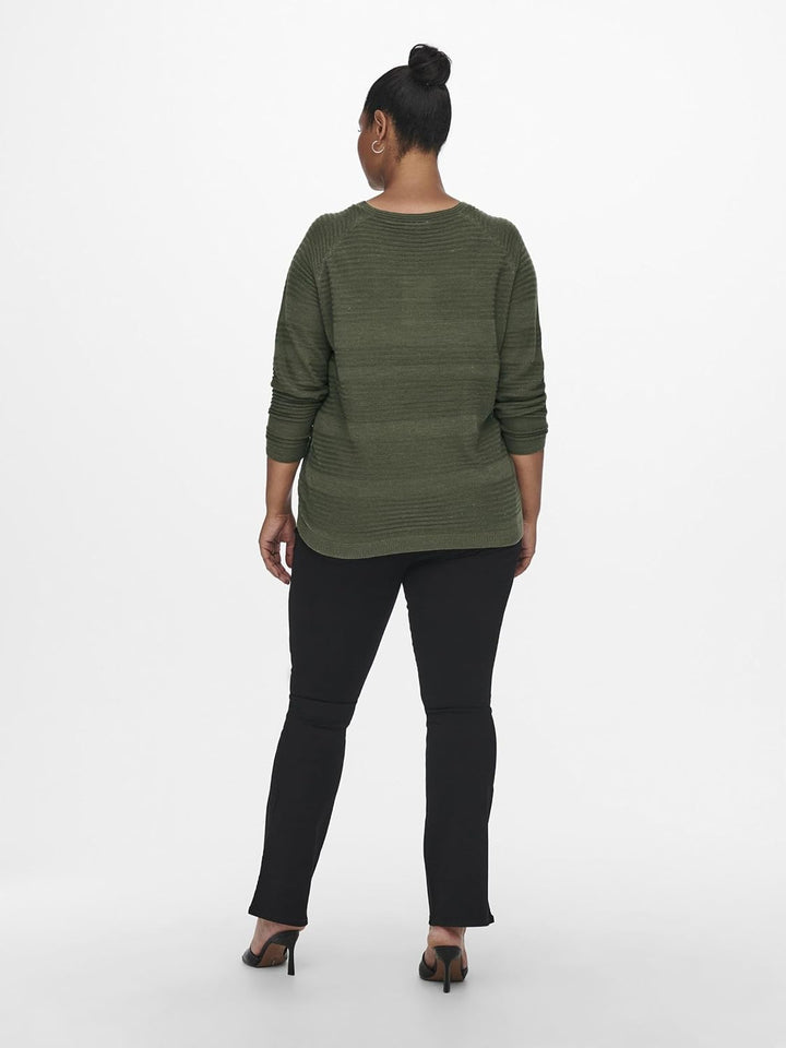 ONLY Carmakoma Damen Carairplain L/S KNT Noos Pullover, Kalamata