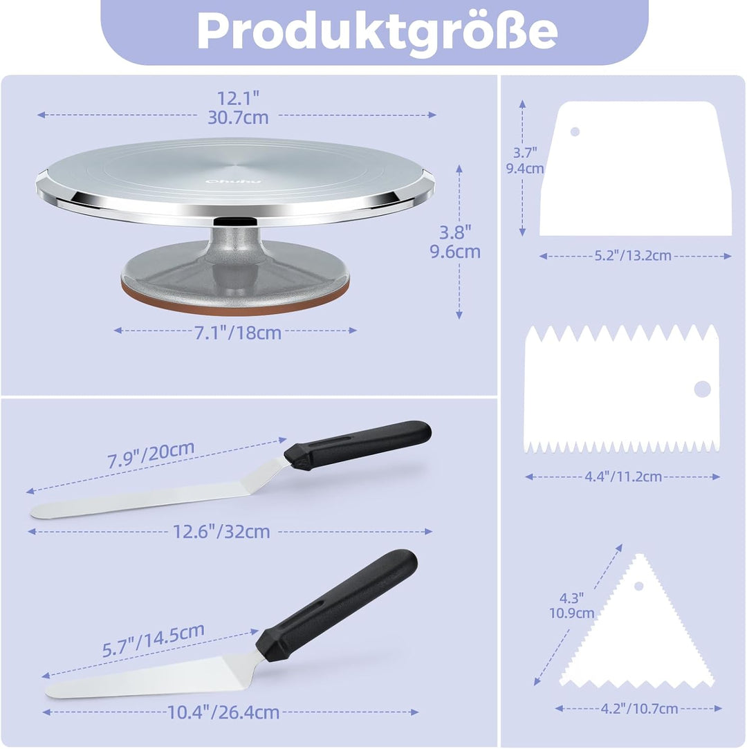 Tortenplatte Drehbar, Ohuhu Drehbare Tortenplatte 30 cm, Aluminiumlegierung Tortenständer Drehteller
