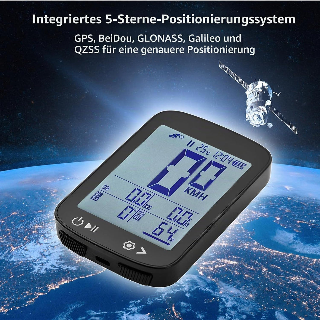 Cryfokt Drahtloser GPS -Fahrradcomputer mit Hohem Klarem Display, Genauem PC und ABS -Material, Wied