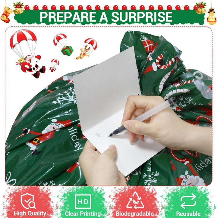 ROSAUI Weihnachtstüten gross, 3 Stück Geschenktüten Weihnachten mit Karten, grosser 90cmx112cm, Weih