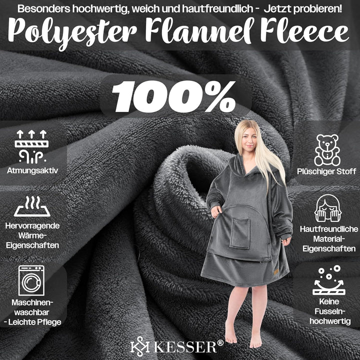 KESSER® Hoodie Decke Kuscheldecke mit Ärmeln Deckenpullover Vielseitig Tragbare Decke zum Anziehen f