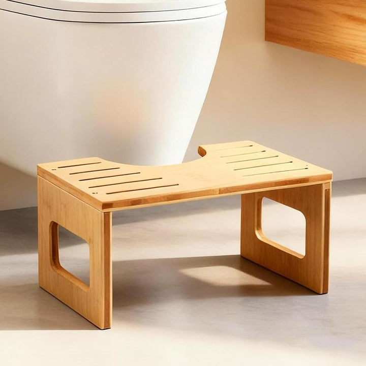 Zedelmaier Klappbarer Toilettenhocker aus Bambus, 20cm hoch – Ergonomischer WC-Hocker mit 35°Neigung