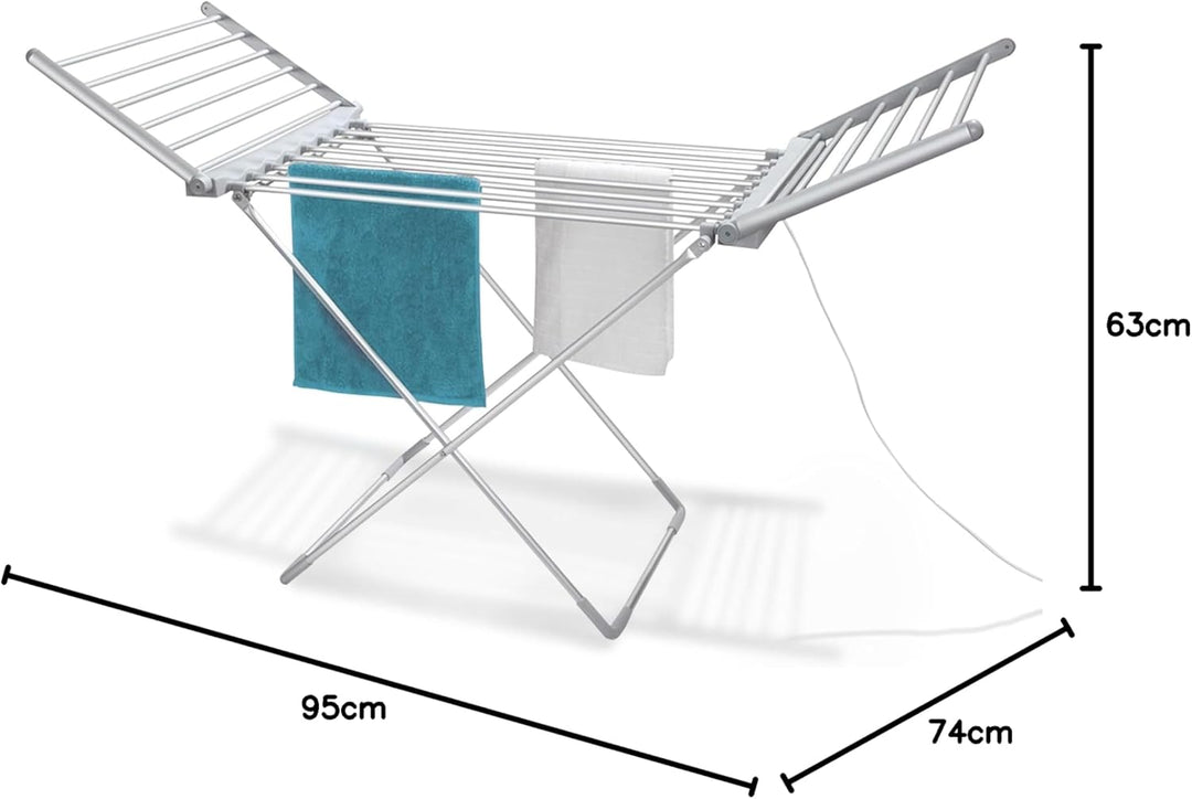 Fishtec - Elektrischer Wäscheständer, faltbar, aus Aluminium – Handtuchtrockner für Badezimmer, behe