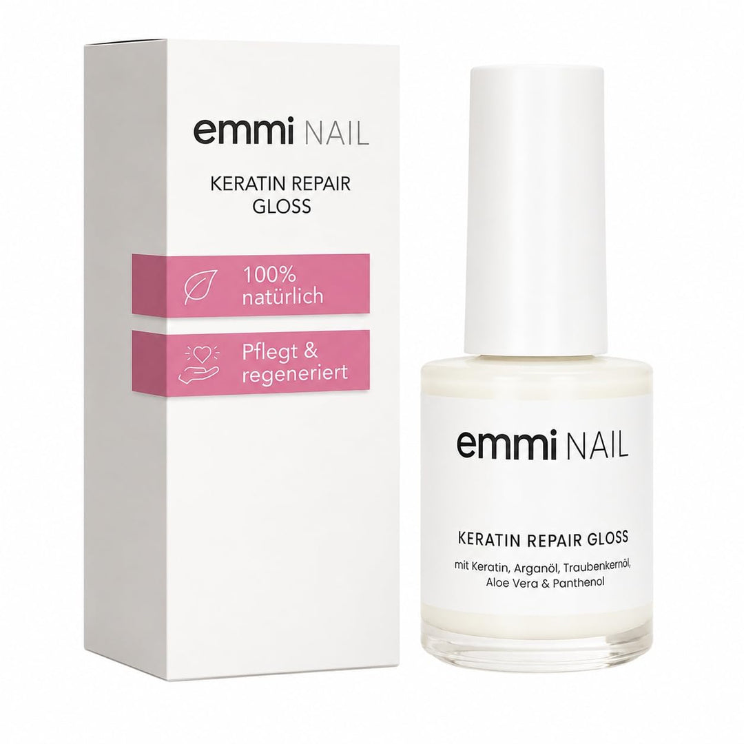Emmi-Nail Keratin Repair Gloss 12ml - Pflegender Kur-Lack Nagelhärter - HEMA-frei, Lufttrocknend, Na