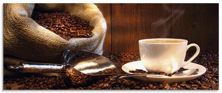 ARTland Glasbilder Wandbild Glas Bild einteilig 125x50 cm Querformat Kaffee Cafe Coffee Cappucino Ka