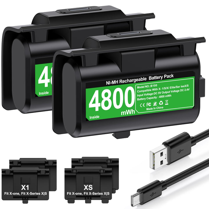 Akku für Xbox Controller, 2 x 3600mWh Wiederaufladbare Akku für Xbox Series X Controller, Akku mit 4