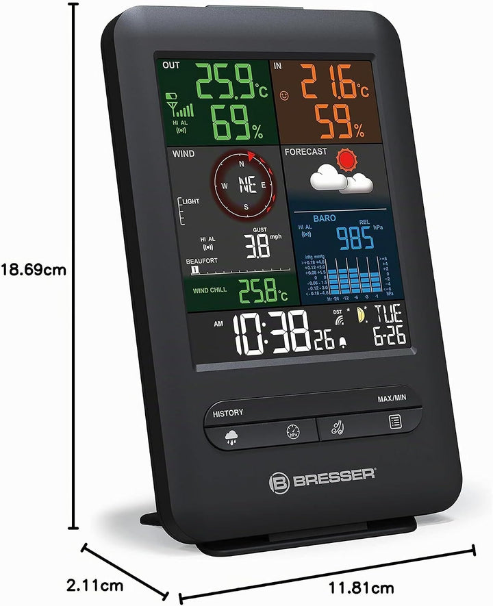 Bresser zusätzliche Basisstation für 7002525 Funk Wetterstation 5-in-1 Beaufort Wetter-Center mit Ra