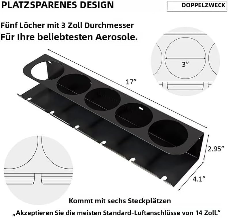 2 PCS schwarz Dosenhalter,Spraydosenhalter, Sprühdosenhalter,Druckluft Werkzeug Zubehör für Garage W