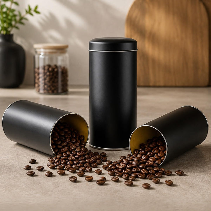 2X kaffeepads, Metalldose für Kaffeepads, Kaffeespender Paddose, Kaffeebox Pads (18 x 8 x 8 cm)