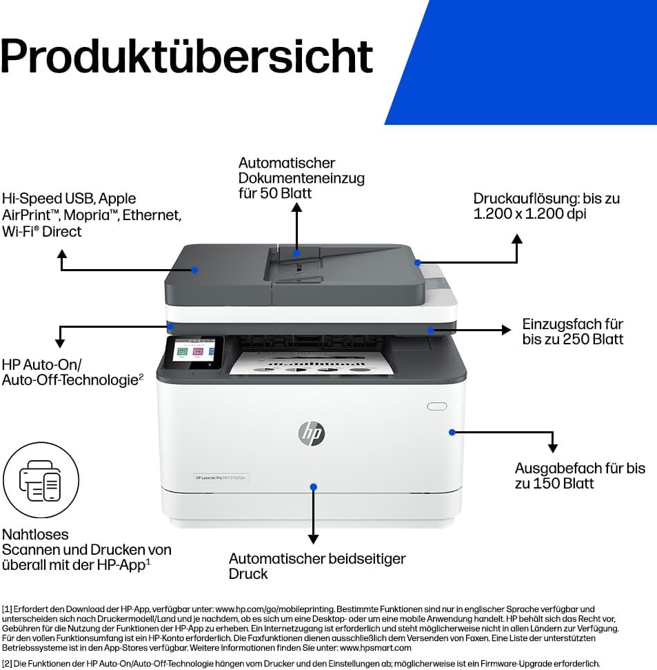 HP LaserJet Pro MFP 3102fdw Laserdrucker, Multifunktions-Laserdrucker, Automatischer Duplex, Hohe Dr
