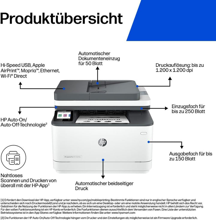 HP LaserJet Pro MFP 3102fdw Laserdrucker, Multifunktions-Laserdrucker, Automatischer Duplex, Hohe Dr