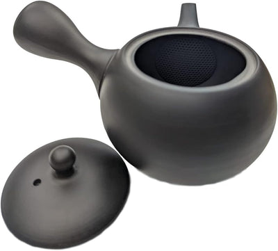 Japanische Teekanne für Grüner Tee/Kyusu aus Tokoname, Japan schwarz 200ml / Integriertes Teesieb/Ja