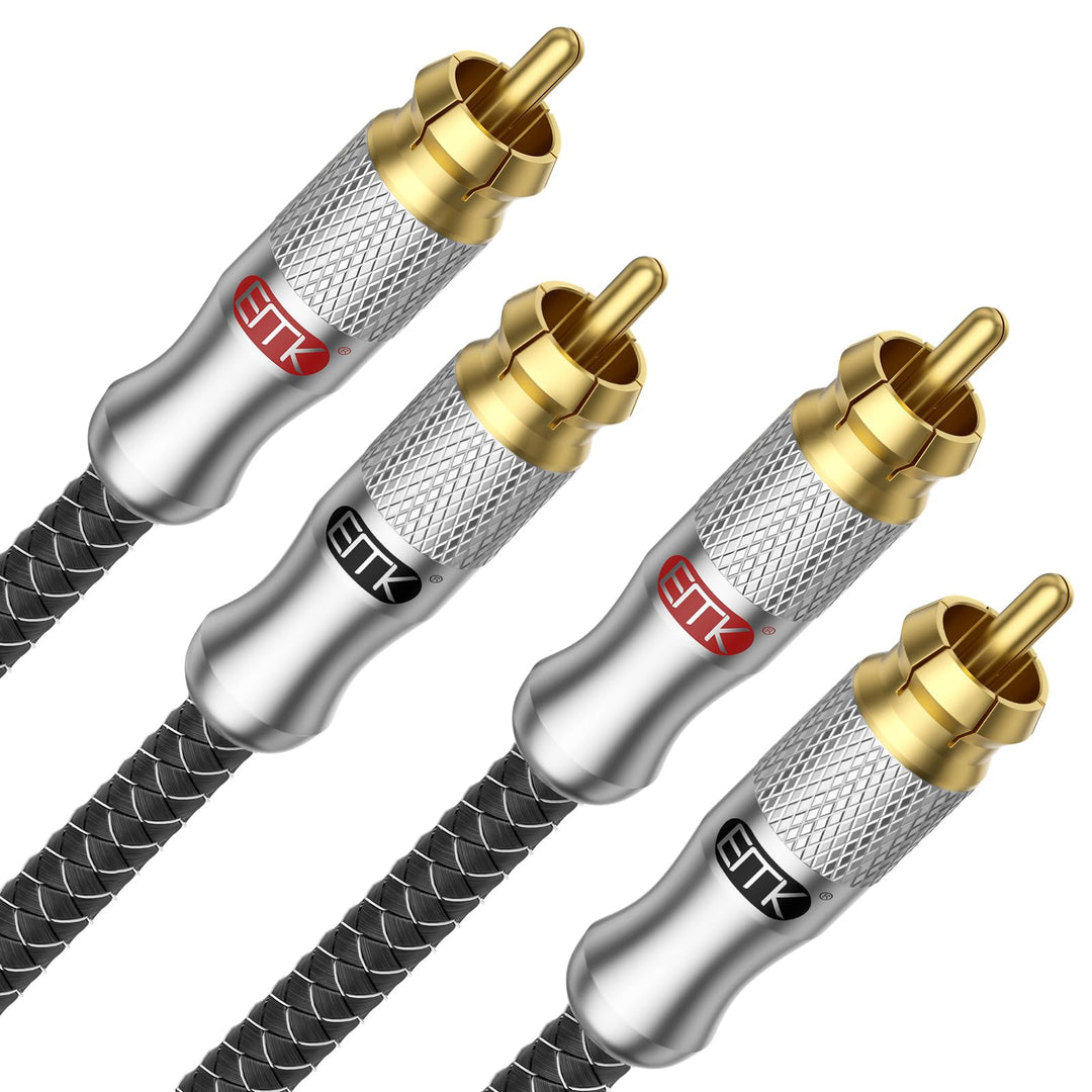 EMK Cinch Kabel, geschirmtes Stereo-Audiokabel. Das geflochtene Subwoofer-Kabel für Heimkino und Hi-