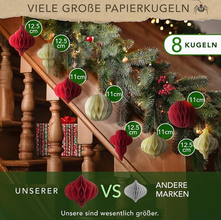 Premium Wiederverwendbare Weihnachtsdeko - Christbaumschmuck, Papier Weihnachtskugeln, Weihnachtsbau