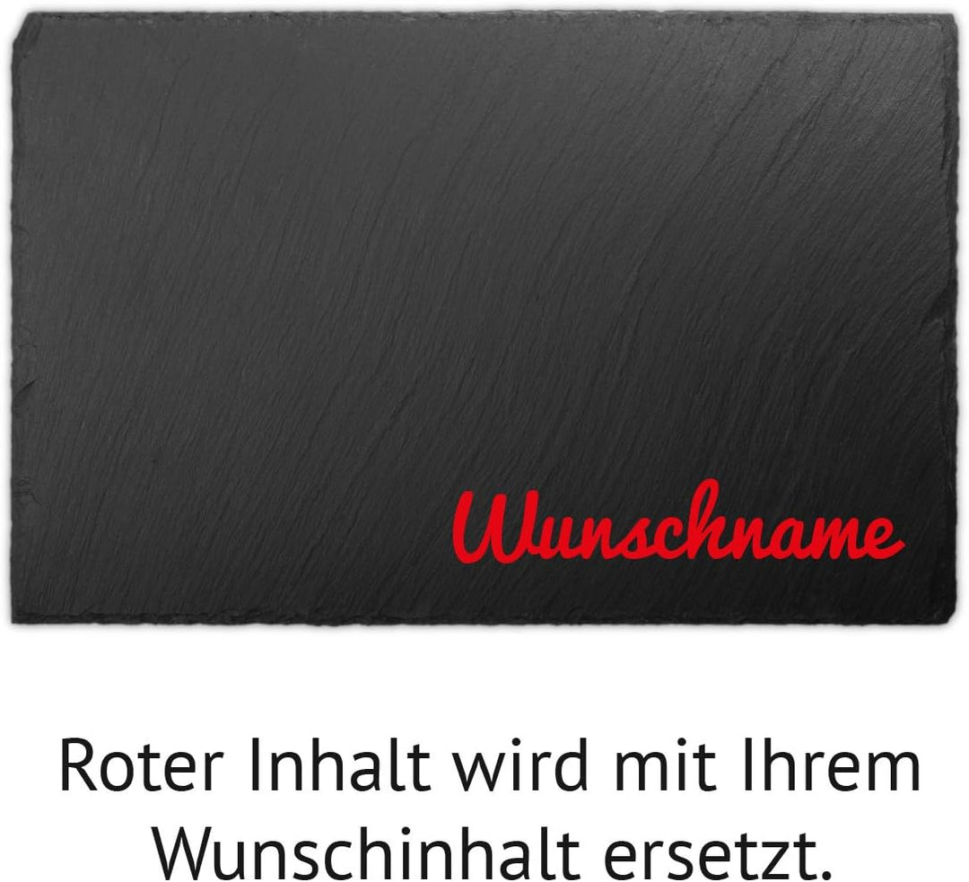Schiefer Buffettplatte Frühstücksbrettchen Schneidebrett - Schriftzug Name, Schriftzug Name