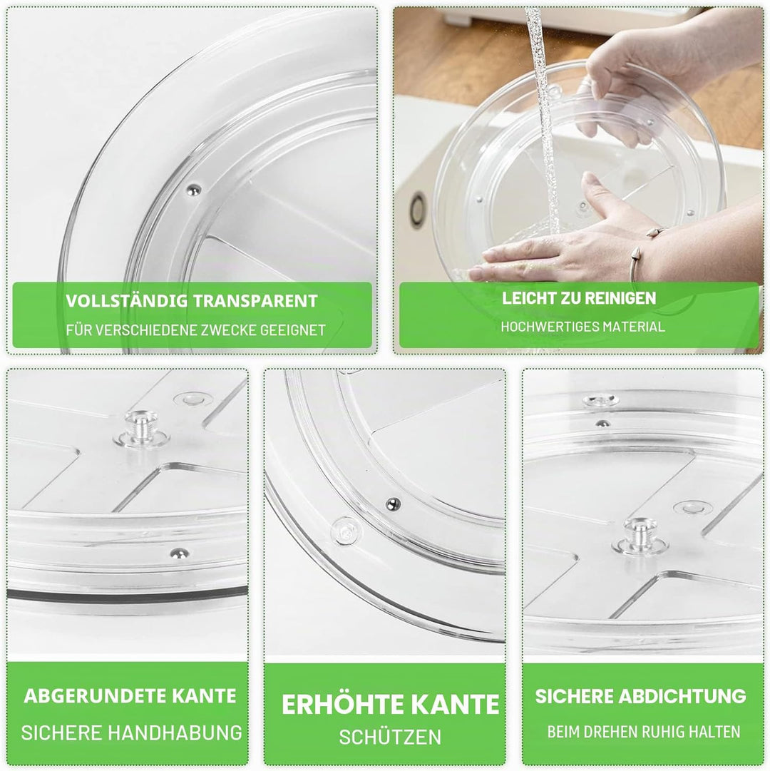 Kühlschrank Drehteller, 2 Stück Lazy Susan Drehteller Kühlschrank Organizer, Durchsichtig Drehteller