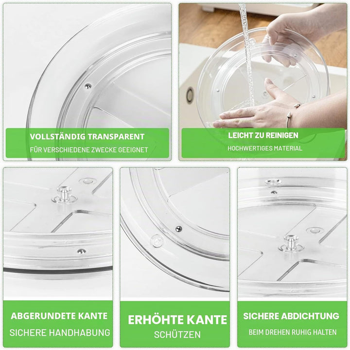 Kühlschrank Drehteller, 2 Stück Lazy Susan Drehteller Kühlschrank Organizer, Durchsichtig Drehteller