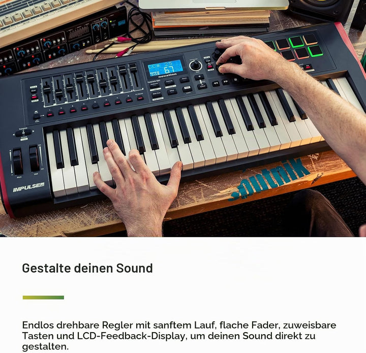Novation Impulse USB/MIDI-Controller-Keyboard mit 25 Tasten und Buspower – Robuste, sehr reaktionssc