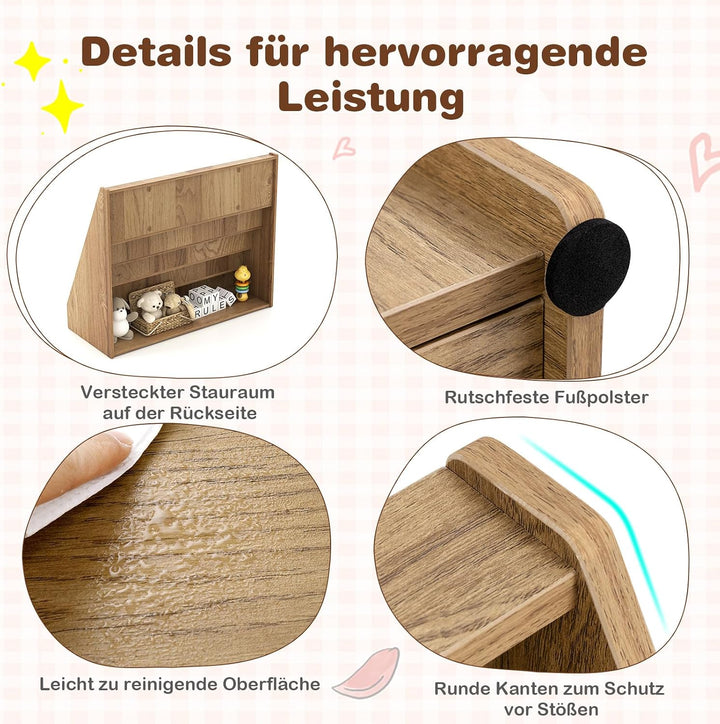 DREAMADE Bücherregal Kinder, Kinderregal aus Holz mit rutschfesten Füssen & pflegeleichter Oberfläch