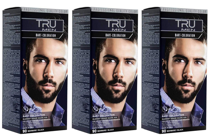 3x TRU MEN Bart-Coloration 90 Schwarz (3er Pack) Schwarz 30 ml (3er Pack), Schwarz 30 ml (3er Pack)