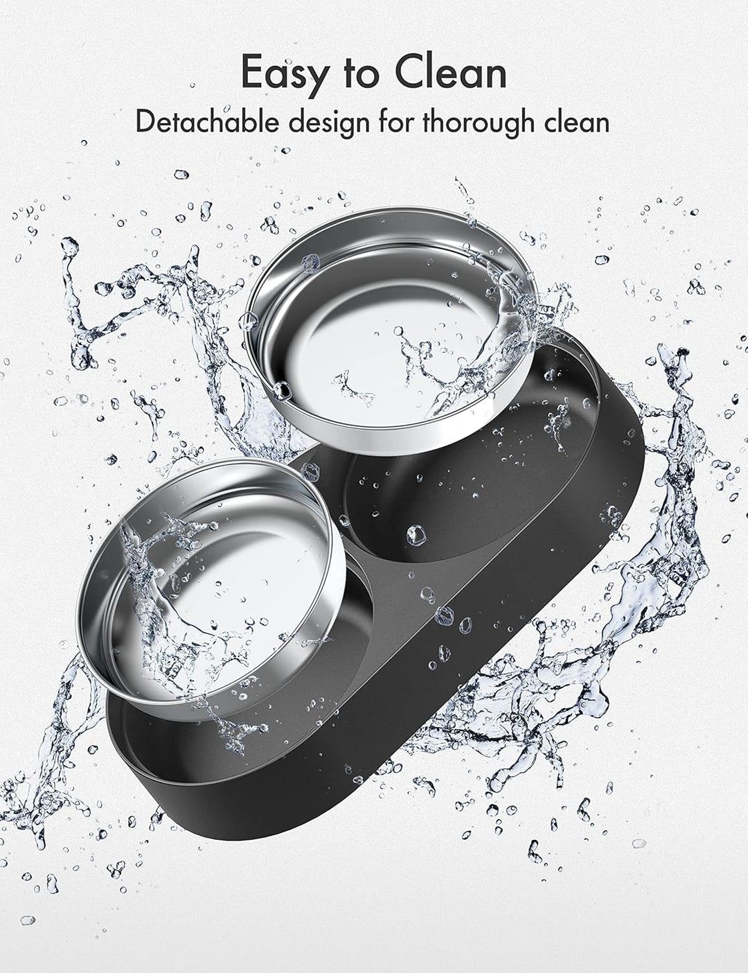 PETLIBRO Haustiernahrung Splitter mit Edelstahlnäpfen, Automatischer Katzenfutterspender für Zwei Ka