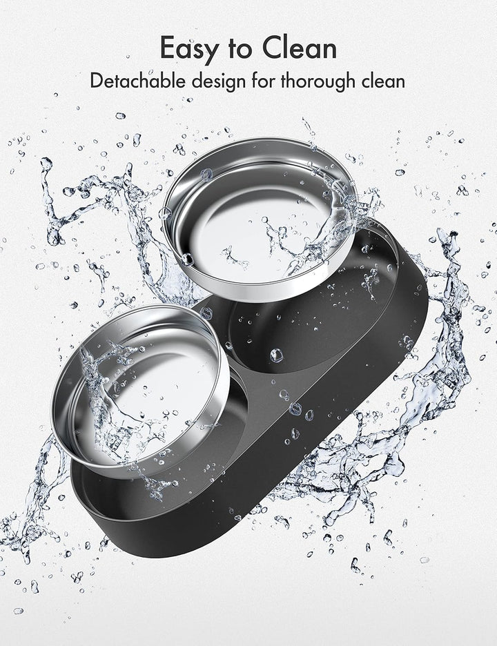 PETLIBRO Haustiernahrung Splitter mit Edelstahlnäpfen, Automatischer Katzenfutterspender für Zwei Ka