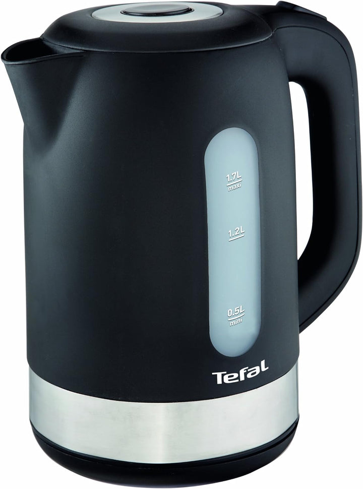 Tefal KO3308 Kunststoff - Edelstahl Wasserkocher | Anti-Kalk Filter | 2.400 W | Assistierende Deckel