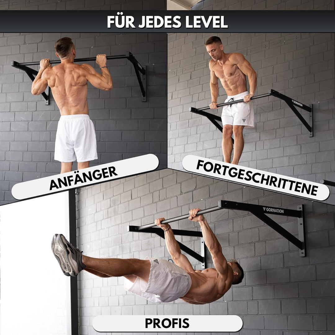 GORNATION Klimmzugstange für Wand, Ganzkörpertraining Reckstange, Pull Up Bar, Klimmzug Wand, Multif