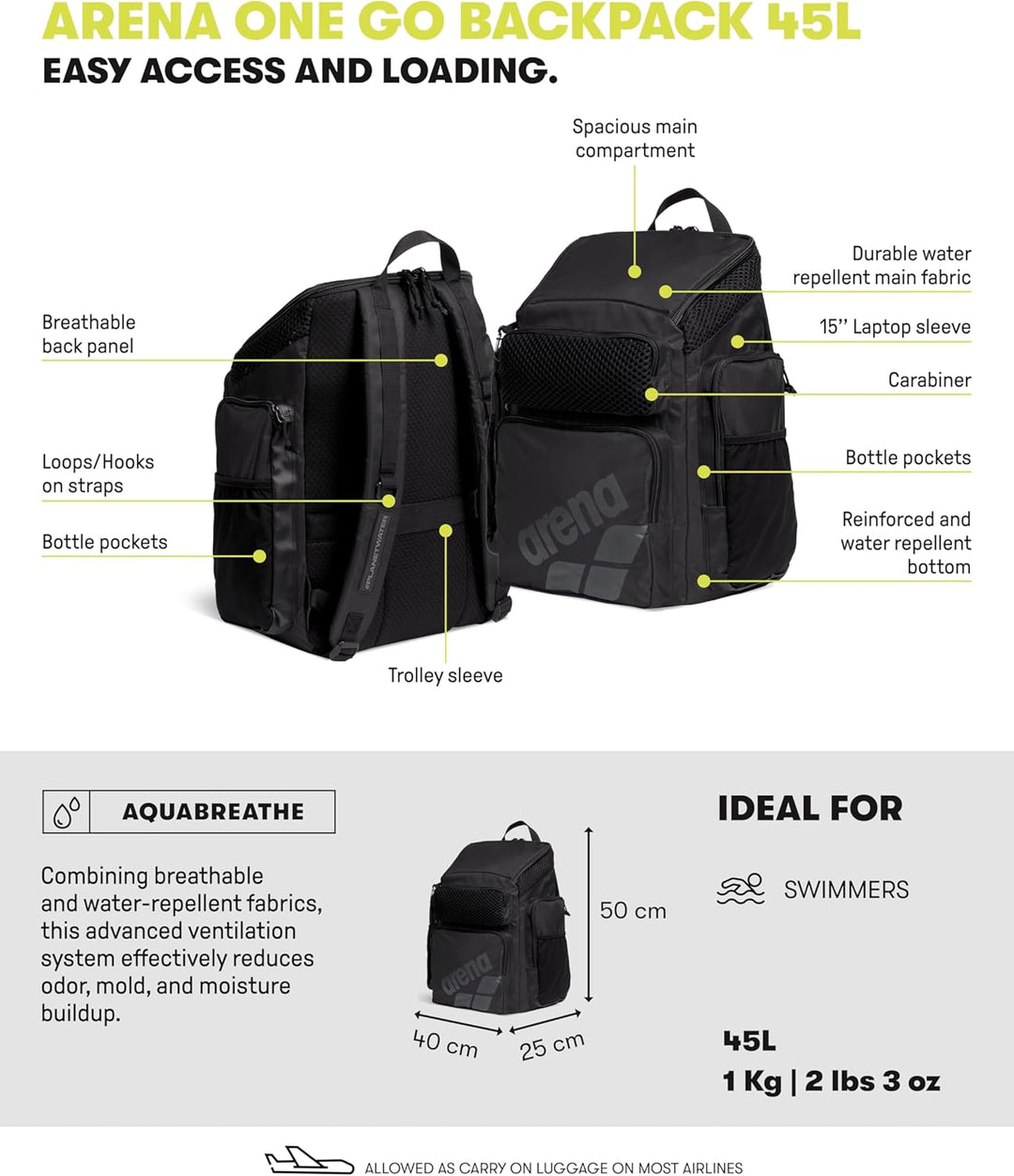 ARENA One Go Schwimm Sport Reise Rucksack Plum, Plum