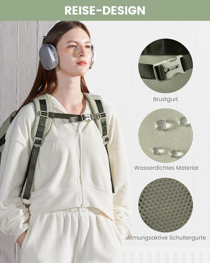 LOVEVOOK Rucksack Handgepäck Flugzeug, 50L Gross Reiserucksack Damen | Wasserdicht Travel Backpack