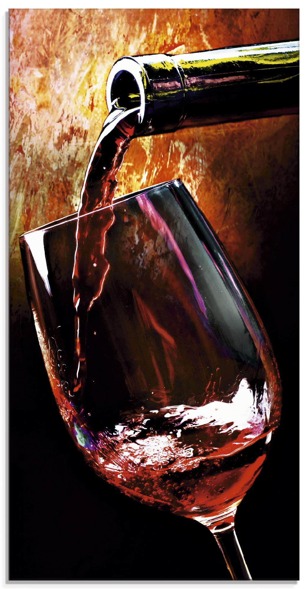 ARTland Glasbilder Wandbild Glas Bild einteilig 30x60 cm Hochformat Rotwein Lounge Bar Restaurant It