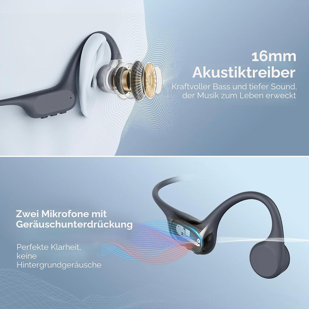 LOBKIN Knochenschall Kopfhörer Schwimmen,IP68 Wasserdicht Bluetooth 5.4 Open Ear Knochenschall Kopfh