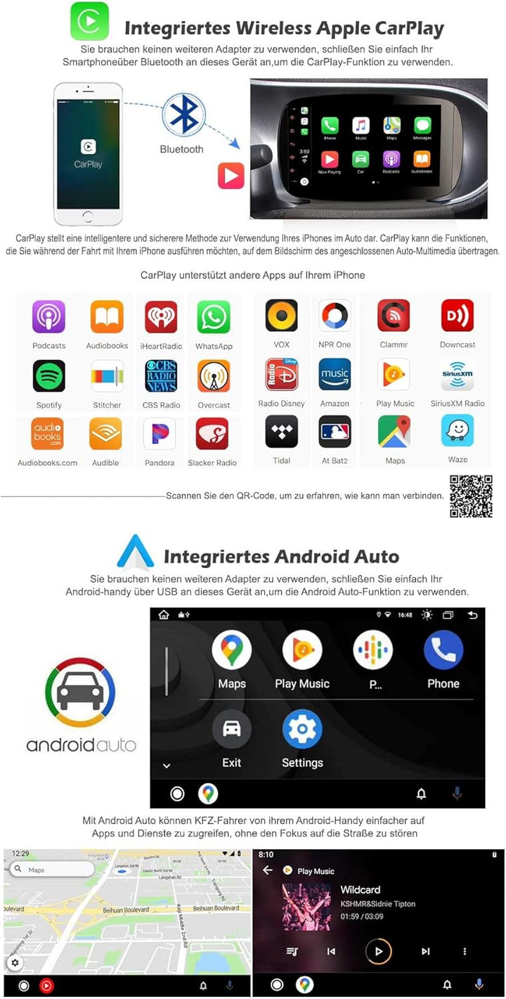 Erisin 8-Kern Android 13 Autoradio GPS Navigation für Mercedes-Benz SMART 9 Zoll HD Touchscreen Unte