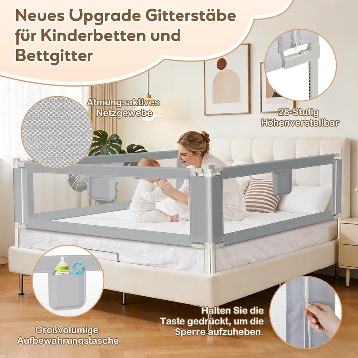 Ansobea 150cm Rausfallschutz Bett Rausfallschutz Kinderbett｜Bettschutzgitter für Kinder｜Bettschutzgi
