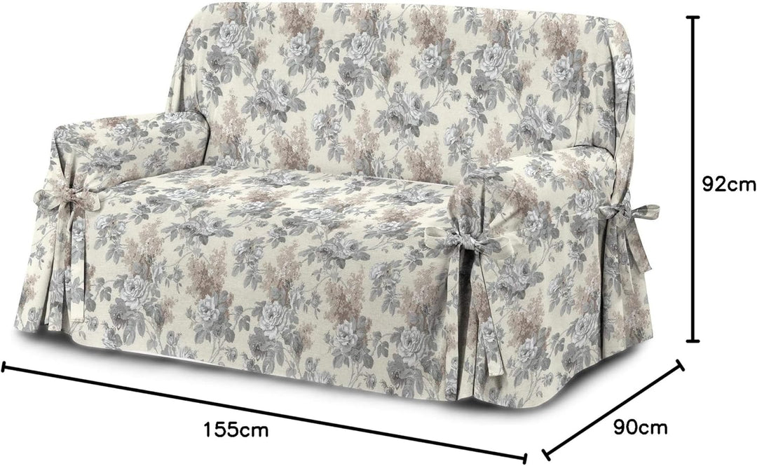 HomeLife Sofabezug Beige & Couch Überzug | weicher Sessel & Sofa Überzug & Sofaüberwurf Decke Blumen