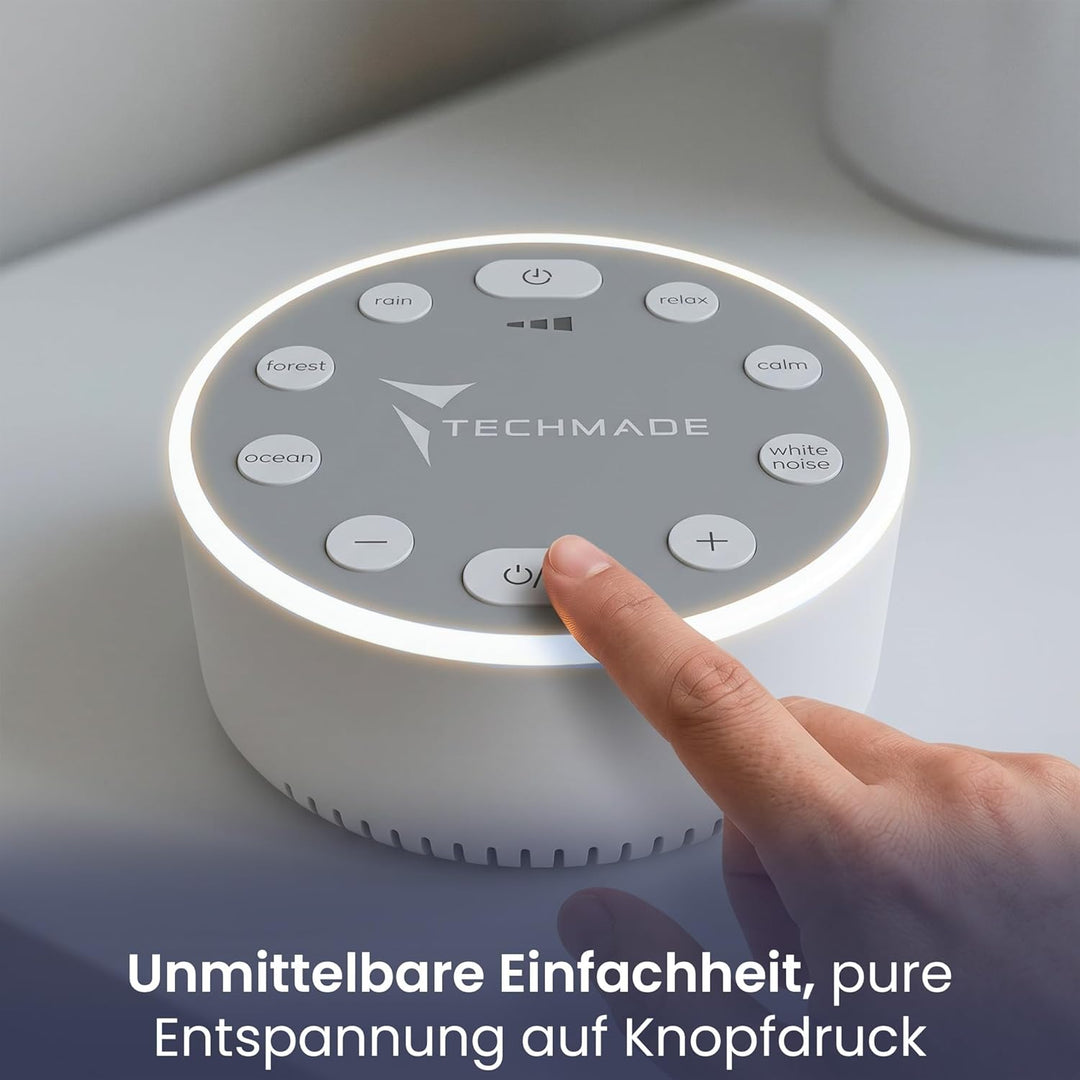 Weisse Soundmaschine für Babys, Kinder, Erwachsene, Senioren, mit Nachtlicht, mit 6 beruhigenden Ger