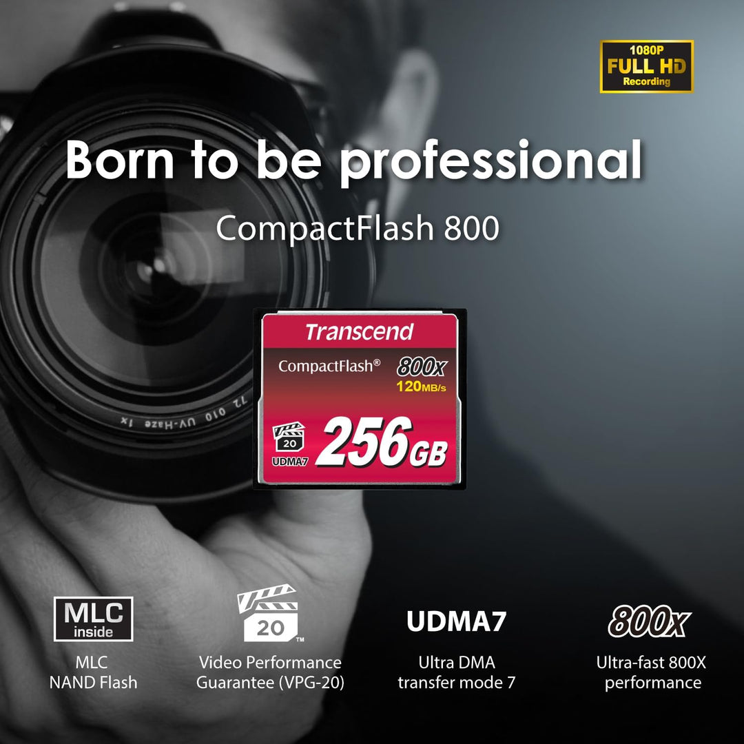 Transcend 256GB CompactFlash 800 Speicherkarte TS256GCF800 256GB CF800x, 256GB CF800x