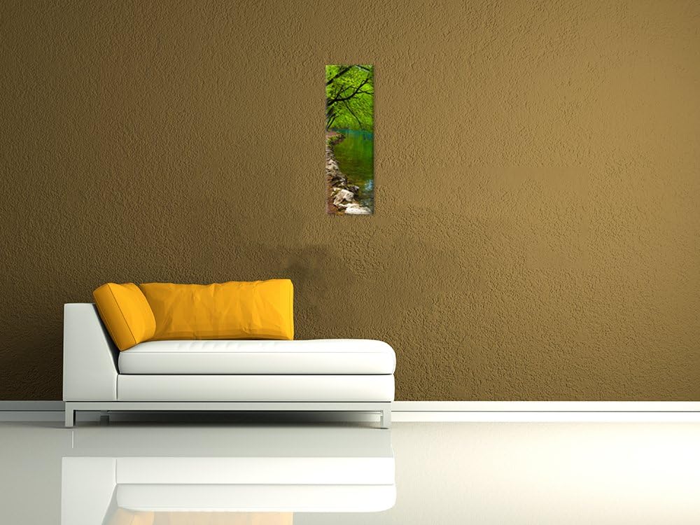 Bilderdepot24 Bild auf Leinwand | Flussufer in 30x90 cm als Panorama Wandbild | Wand-deko Dekoration