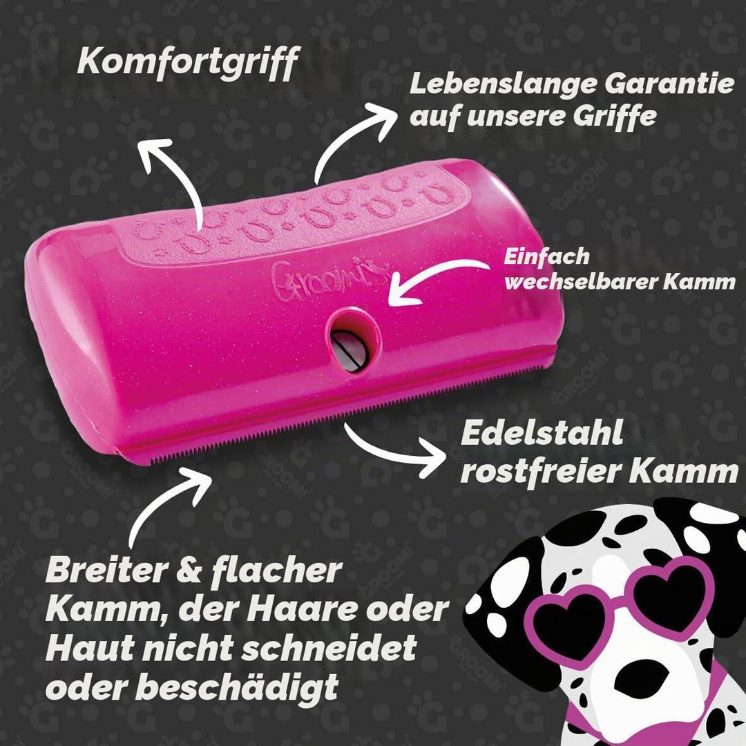 Groomi Tool für Tiere - Bürste zur Entfilzung und Entfernung von Unterwolle - Fellbürste für Katzen,