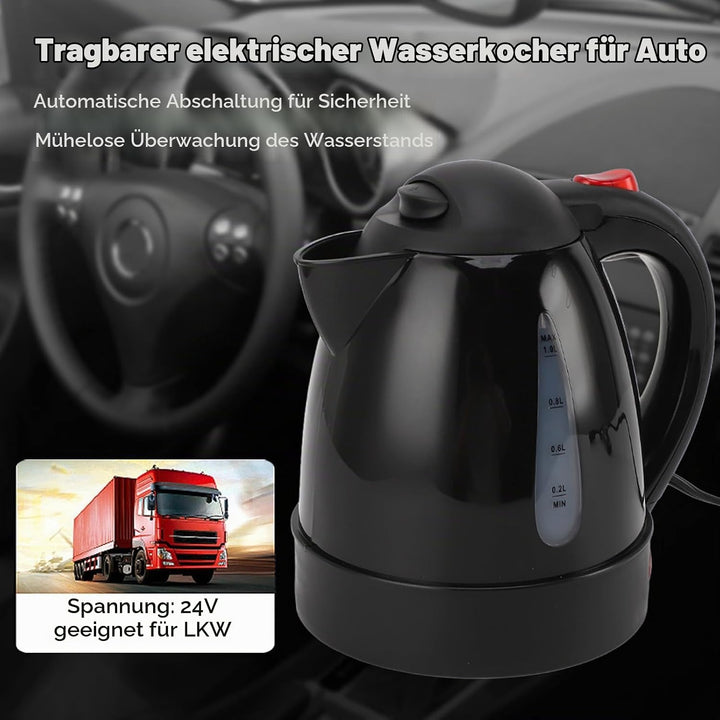 Auto Wasserkocher, 24V 1000ml Tragbare Reisewasserkocher Auto LKW Wasserkocher mit Zigarettenanzünde