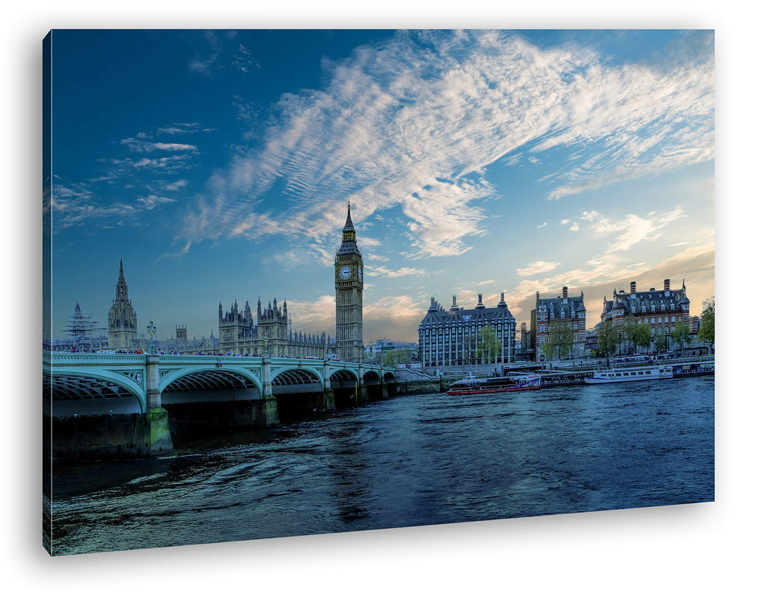 deyoli Skyline London Format: 80x60 als Leinwandbild, Motiv fertig gerahmt auf Echtholzrahmen, Hochw
