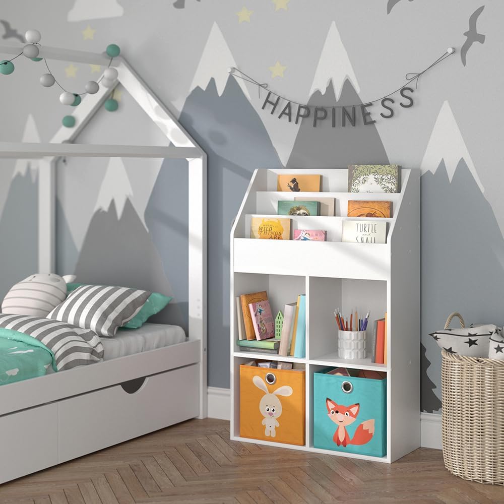 Vicco Kinderregal Luigi, Weiss, 72 x 114.2 cm mit 2 Faltboxen, mit 2 Faltboxen