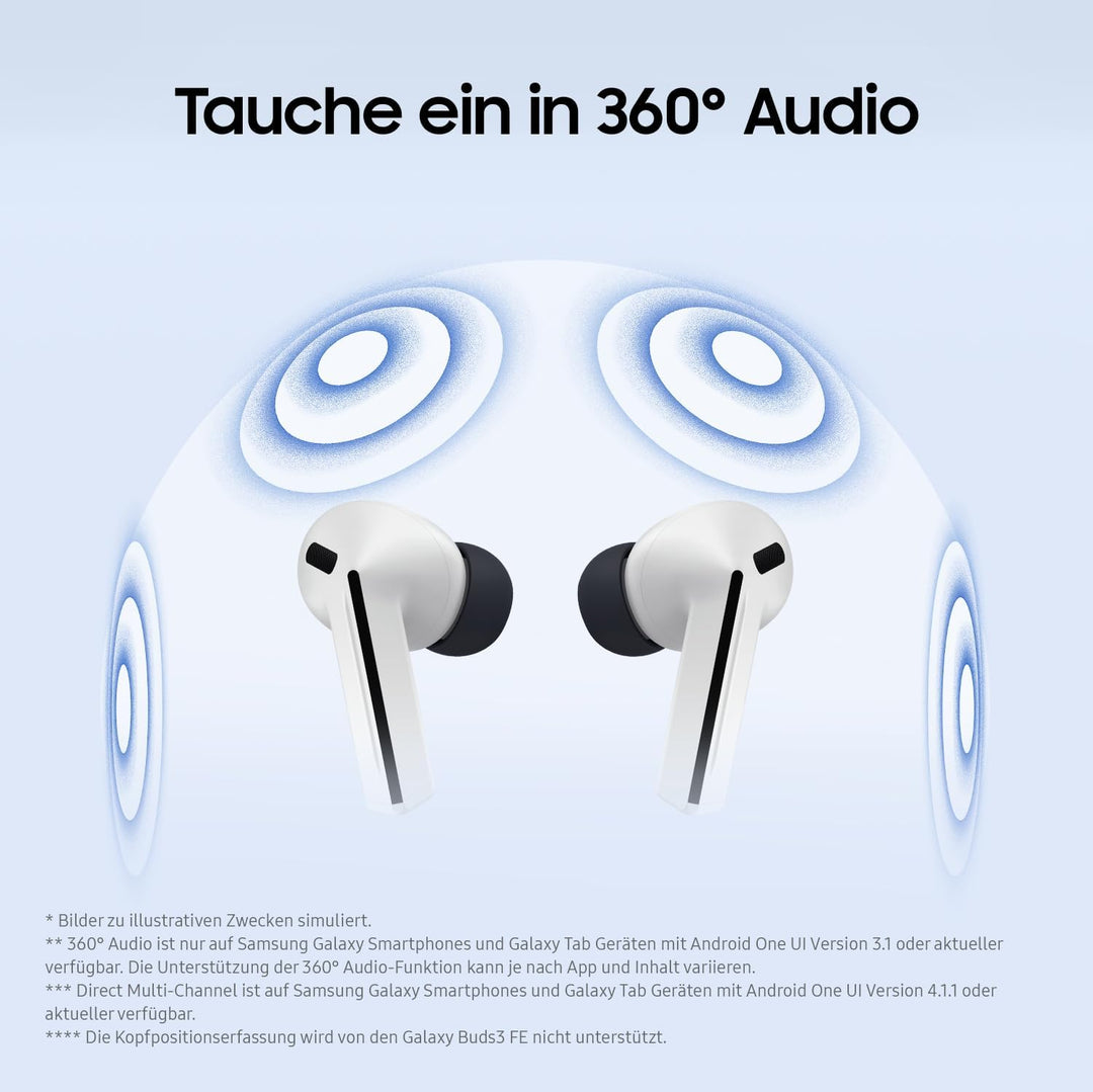 Samsung Galaxy Buds3 FE, Kabellose In-Ear-Kopfhörer inkl. mobeen Soft Clear Case, Ausgewogener Klang
