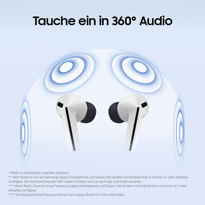 Samsung Galaxy Buds3 FE, Kabellose In-Ear-Kopfhörer inkl. mobeen Soft Clear Case, Ausgewogener Klang