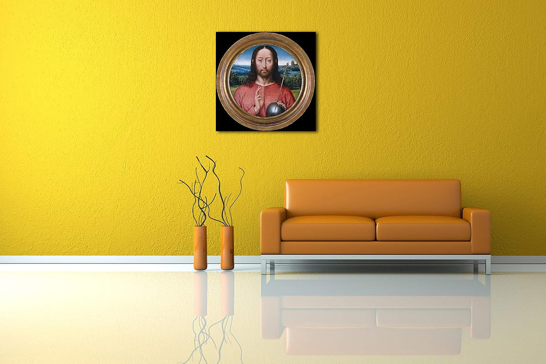 Printed Paintings Leinwand (60x60cm): Werkstatt von Hans Memling - Salvator Mundi 60x60 cm, 60x60 cm