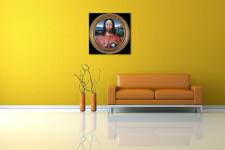 Printed Paintings Leinwand (60x60cm): Werkstatt von Hans Memling - Salvator Mundi 60x60 cm, 60x60 cm