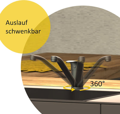 instmaier K1 Küchenaramtur Niederdruck | Schwarz matt | Wasserhahn Küche | Niederdruck Spültischarma