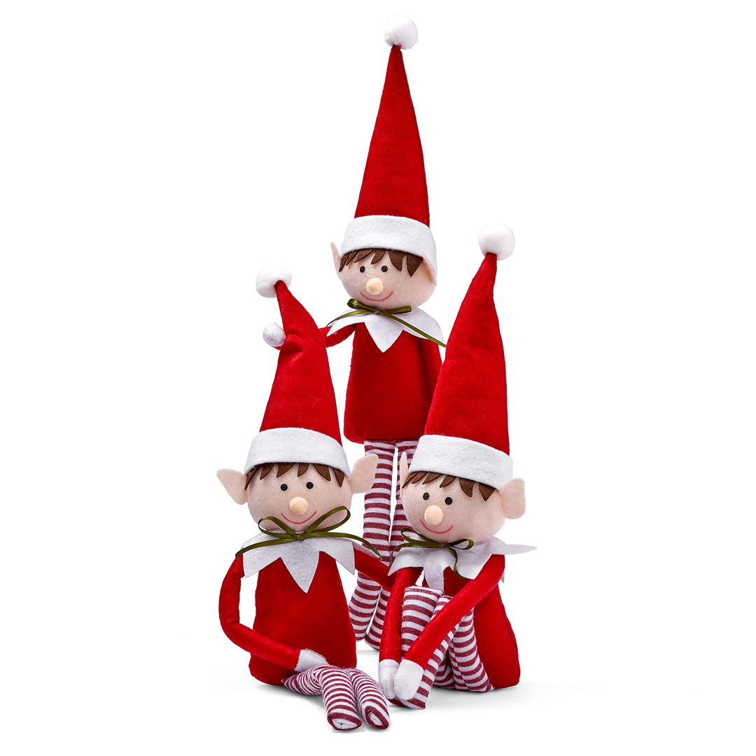 The TWIDDLERS 3 Sitzende Wichtel Figuren zu Weihnachten aus Filzstoff (48 cm hoch) - Deko Weihnachts