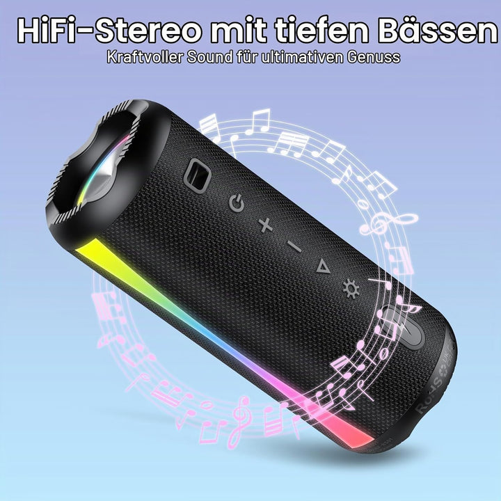 Bluetooth Lautsprecher, Musikbox Bluetooth 5.4 mit RGB Lichter, Bluetooth Box Freisprechfunktion für
