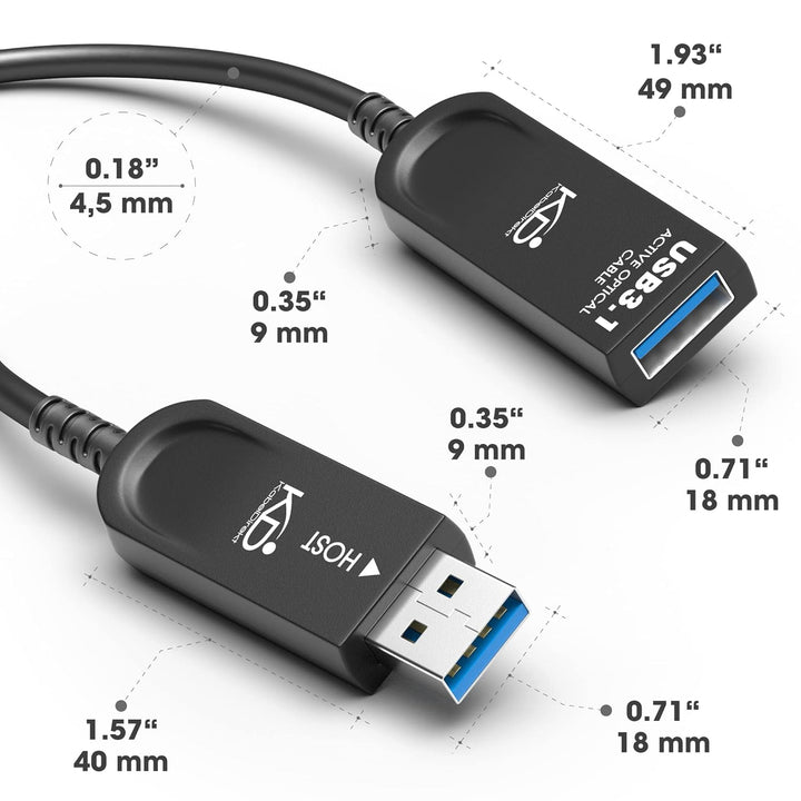 KabelDirekt – USB-Verlängerungskabel, 7,5 m, optisch (USB 3.1 Gen2/SuperSpeed+ für bis zu 10 Gbit/s,